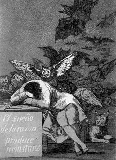  Francisco Goya's etching 'The Sleep of Reason Produces Monsters'