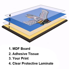 A plaque mount is made up of four different layers