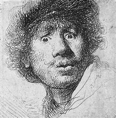 'Self Portrait' etching by Rembrandt, 1630 