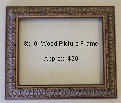 An 8x10 inch wood picture frame starts at $30