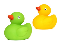 Gender neutral rubber duckies make a great nursery decoration