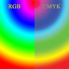  This image shows not all RGB colors have matching CMYK colors 