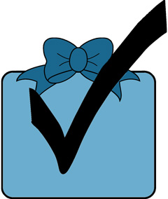 check mark in gift
box
