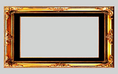 A bright, high-shine gilded gold picture frame
