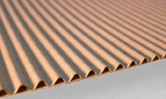 Coloured corrugated cardboard, 1 corrugated side and 1 smooth side