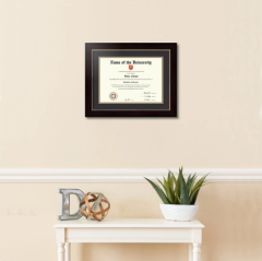 Diploma on the wall