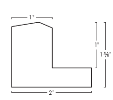 Unique geometric 1 " floater. The face of this molding features an off center peak which gives it a unique contrast in the right lighting.  This frame comes in Matte White with a dull satin finish.