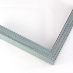 This simple, flat faced frame features rustic wood with a light wash. The natural grain and wood color shows through the sanded, grey-blue varnish, giving the frame a soft, antiqued appearance.

3/4 " wide: ideal for small and medium images.  Whether photography or paintings, rural scenes and simple images will look striking in this frame.