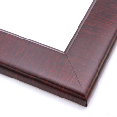 This simple, glossy frame features a curved outer edge and 45 degree inner lip.  The cool, mahogany wash highlights the natural, horizontal wood grain, except on the solid colour lip.

2.25 " width: ideal for medium and large artworks.  The smooth face makes this frame ideal for a wide variety of photography, paintings and Giclée prints.