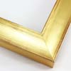 This glossy gold frame has a subtle scoop face with bronze distressed scratching on the outer edges. The drop edge is the same gold-foil as the face.

1-1/2 " width: ideal for small, medium or large-size artwork. Oil or acrylic paintings, or simple portrait photographs will get a high-fashion pop from this frame.