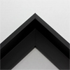 This extra tall, L-shaped floating contemporary canvas floater frame in black features a thin flat face.

*Note: These solid wood, custom canvas floaters are for stretched canvas prints and paintings, and raised wood panels.