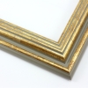 This stepped, reverse scoop frame with raised outer edge features a cracked gold foil.  The recesses of the profile are a creamy grey colour.

1.75 " width: ideal for medium size images.  A wide variety of photographs, paintings and prints will be enhanced within this unique frame.