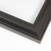 This simple, classic wood frame creates instant elegance with its matte black finish and gentle scoop profile.  Fine beading adorns the inner lip, while the outer edge features a basic bevel.  

2 " width: suitable for large images.  Old black and white photographs, watercolour paintings or prints.
