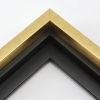 This solid wood canvas floater frame features a glossy brushed gold on the outside edge and topmost face.  The inside step and base are a matte black. 

Display your favourite gallery wrapped Giclée print or painting with authentic, fine art style. This floater frame is ideal for medium to extra large canvases mounted on thick (1.5 " deep) stretcher bars.

*Note: These solid wood, custom canvas floaters are for stretched canvas prints and paintings, and raised wood panels.