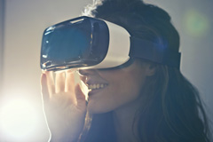 Wearing VR headset